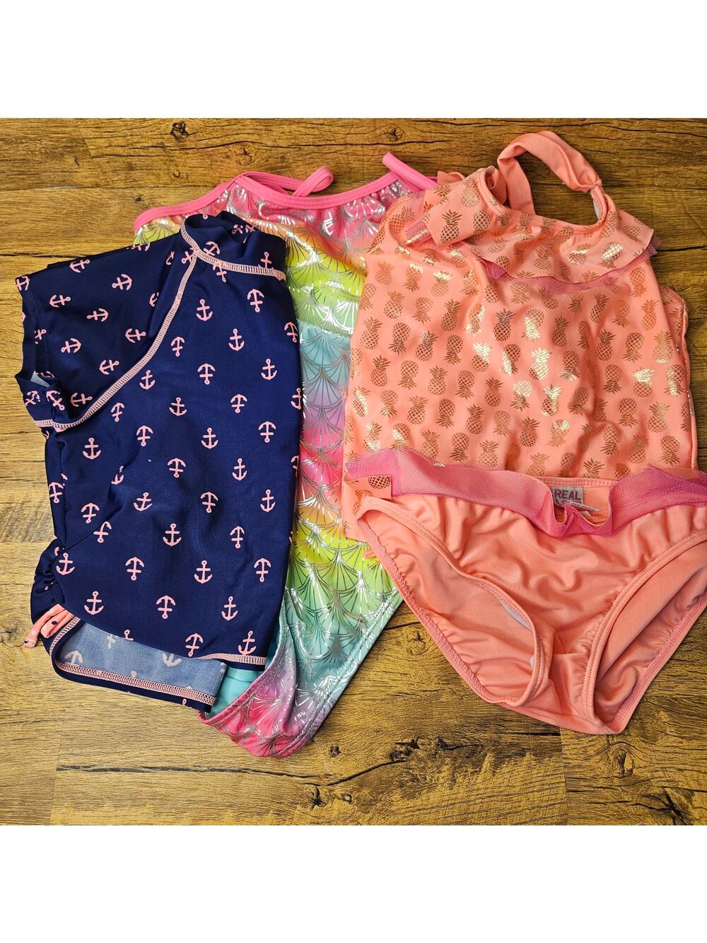 Girls Swimsuits one piece tankin Rashguard 4 pieces  size 10/12